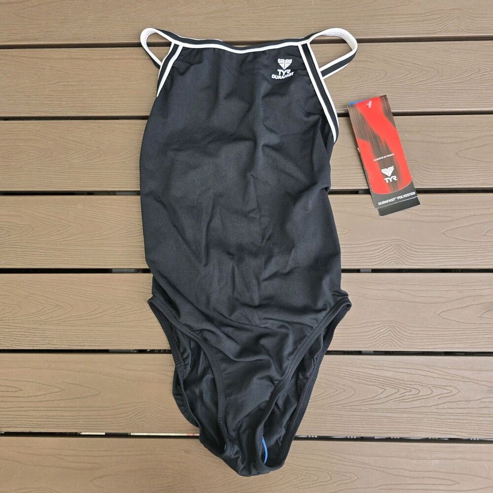 TYR Women's White/black One Piece Diamondfit Swim Size 30 New